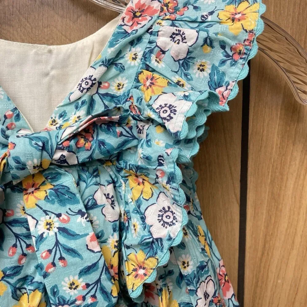 NWT TOMMY BAHAMA blue multicolor floral flutter sleeves baby girl dress 24M